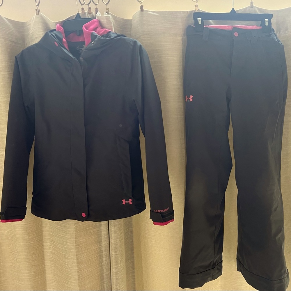 Under Armour Youth (Girls) ColdGear Snow/Ski Suit, Grey/Pink